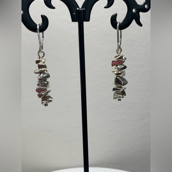 Silpada RARE Sterling Silver NUGGET & ARTSY BEAD ACCENT French Wire Earrings - Picture 4 of 8